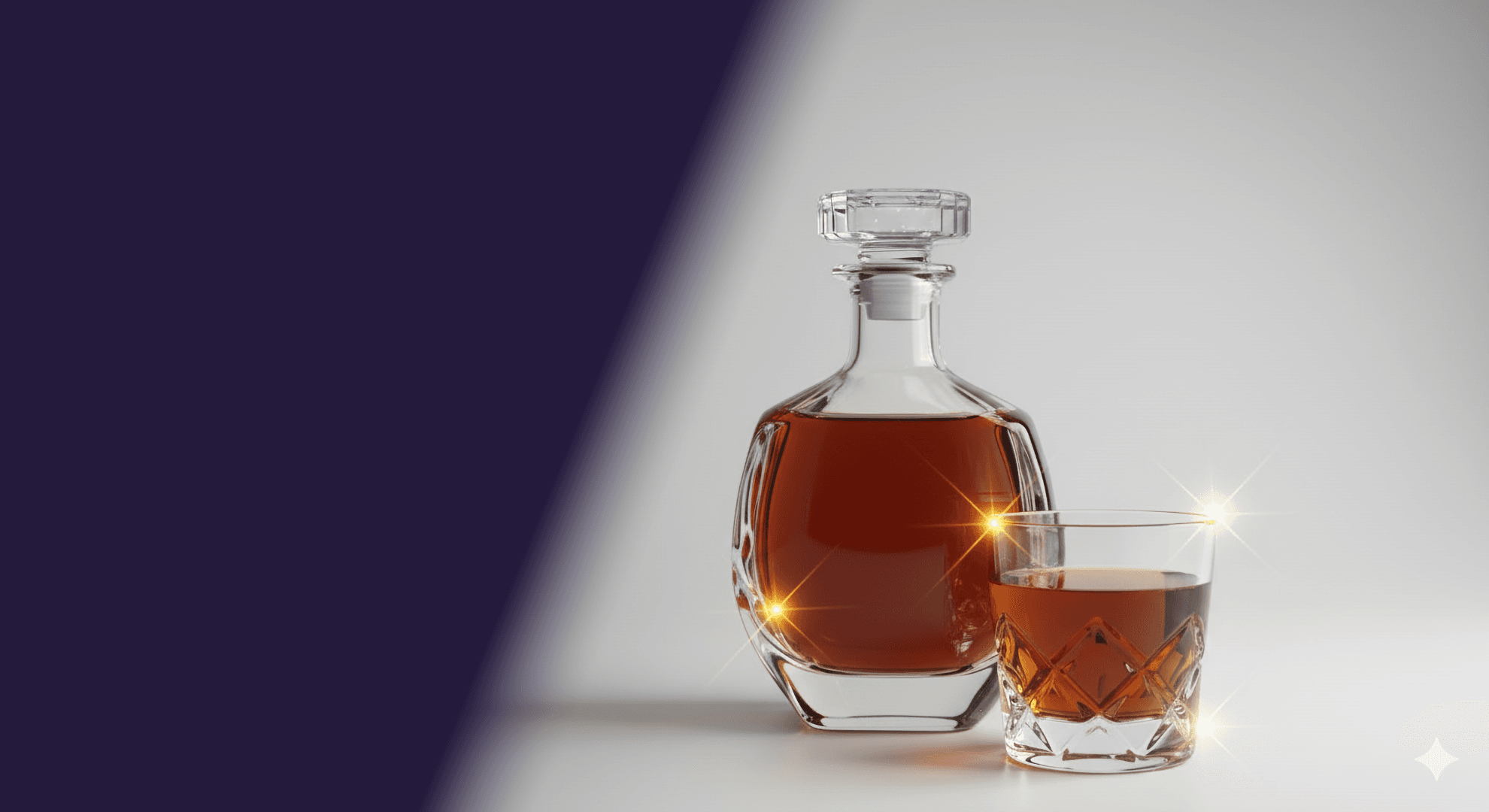 Luxury crystal decanter and glass with data-inspired lighting